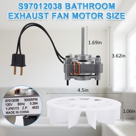 S97012038 Bathroom Vent Exhaust Fan Motor Replacement Electric Motors Kit Fit for Broan 659 662 663 668 678 688 50CFM 97012038 Exhaust Fan Motor 120V 3000RPM 60HZ 0.29A