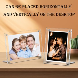 HETOOSHI Acrylic Picture Frame, Picture Frame Without Frame, Double-Sided Frameless Frame, Clear, Suitable for Postcards, Valuable Pictures, Wedding Pictures. (1 Set, 18.2 cm x 13.2 cm)