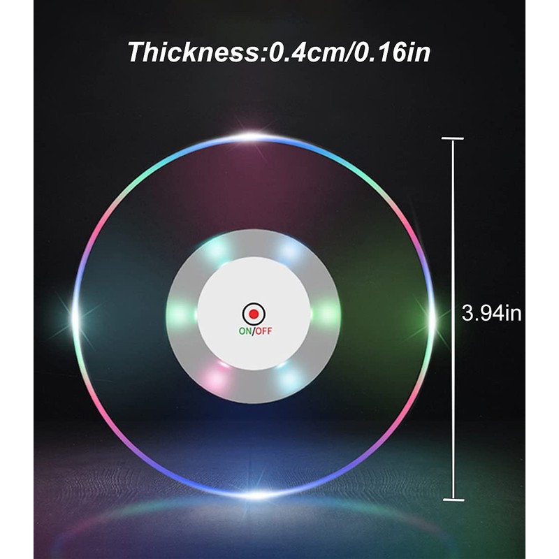 LED Coasters Set of 2, LED Coaster for Drinks, Bottle