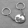 Jovivi 2pcs Stainless Steel Couples Keychains Black White Cat Puzzle