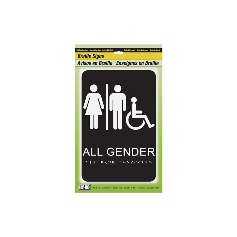 HY-KO Products DB-22 All Gender Restroom Braille Sign, 6 in