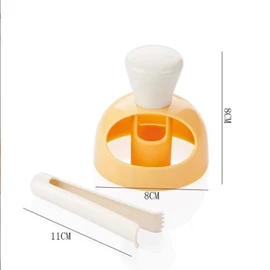 Donut Maker 2 Pack Plastic Donut Cutter Set with Dipping Pliers and Hole Punch for Frying and Baking (Yellow)