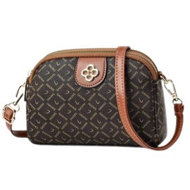 SHARE ITEMS Women's Small Shoulder Bag, Crossbody Pattern, Elegant, Stylish, PU Leather, Bag, Mini, Adult, Cute, Compact, Braun