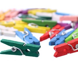 CleverDelights 1 Inch Mini Wood Clothespins - 500 Pack - Multi Color Mix Pack - Photos Pictures Arts and Crafts - 1" (2.5cm) Length