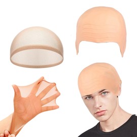 Glatzenkappe,Bald Cap,Pitbull Glatze Perücke,Haut Kopf Schädel Perücke,Latex kahle Kappe,Halloween Glatze Kappe,Glatzenhaube,Fasching Kostüm Kopfbedeckung Accessories Cosplay für Männer und Frauen