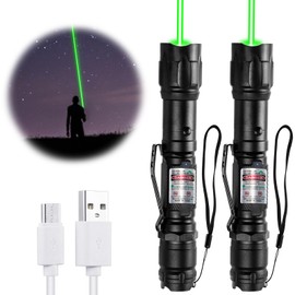 MIPREZT [2 Packs] Rechargeable Professional Green Beam Flashlight Long Distance Range for TV/LED/LCD Screens Tactical Flashlights Presentation Office/Outdoors/Astronomic/Construction [002]