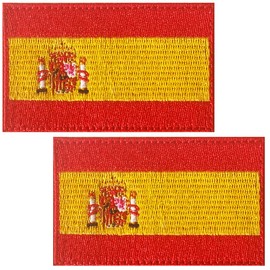 TXSN Spain Flag Patches, Hook & Loop Tactical Morale Patch Full Embroidery Military Patch for Caps Bags Vests Military Uniforms, Pack of 2