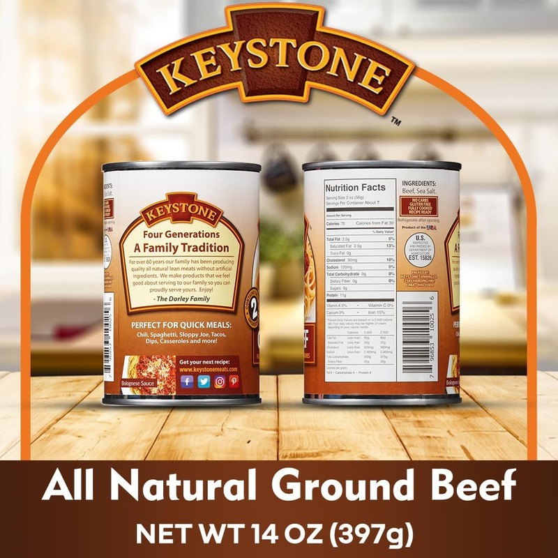 Keystone Meats All Natural Ground Beef 14 Oz Fully Cooked