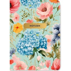 Notizheft Blumenglück Floral: Notizbuch, DIN A6, 48 Seiten, Punkteraster, flexibler Einband, edles Gold- und Strukturfinish. Perfekt als Bullet Journal, Tagebuch, Schulheft