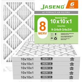 10x10x1 Furnace Air Filters 6 Pack, MERV 8 MPR 600 & FPR 5 Filtering, HVAC Air Filter Replacement (exact dimensions: 9 3/4"x9 3/4"x3/4")