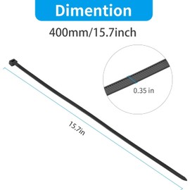 XINGO 16 Inch Black Large Zip Ties Heavy Duty 500 Pack, 200 LBS Ultra Strong Plastic Wire Ties, Large Cable Ties Extra Long Tie Wraps, Indoor and Outdoor UV Resistant