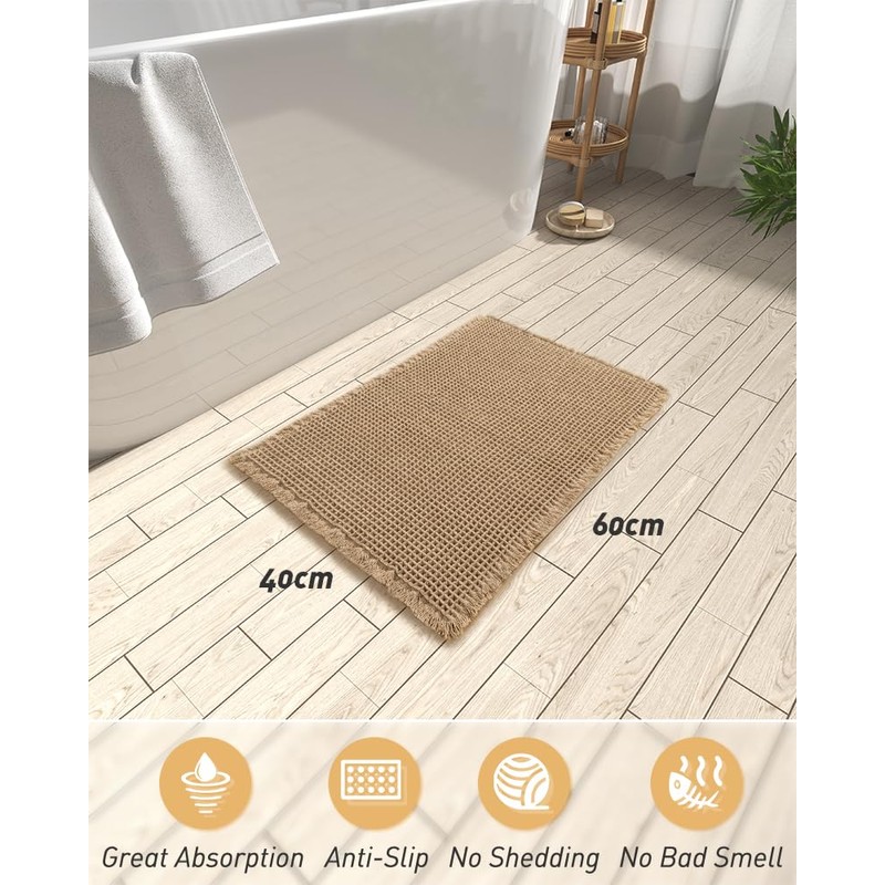 Upgraded Waffle Bath Mat 40x60 Super Absorbent Non Slip Comfortable
