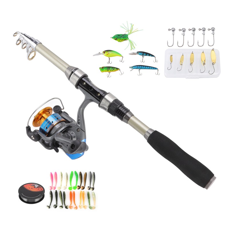 Fishing Pole Kit Carbon Telescopic Portable Durable Lure Rod Set