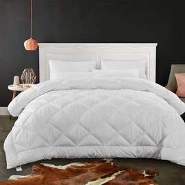 Cozynight Soft Oversized King Size Comforter Duvet Insert-Lightweight Down Alternative Comforter with Corner Tabs-Fluffy Breathable Diamond Stitched (White,110"x98")