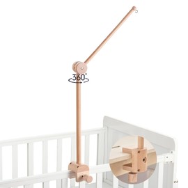 HI BABY MONMENT Crib Mobile Arm - Rotating Baby Mobile Hanger, Natural Beech Wood, Mobile Stand for Crib Nursery Decor, Perfect for Baby Girl or Boys