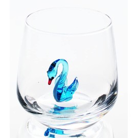 HeguSun 3D Drinking Glass Cup with Cute Animal Figurine Inside, Hand Blown Glass Swan Figure Inside Mug, Stemless Glass for Wine, Water, Milk, Beverages, 12oz (Swan)