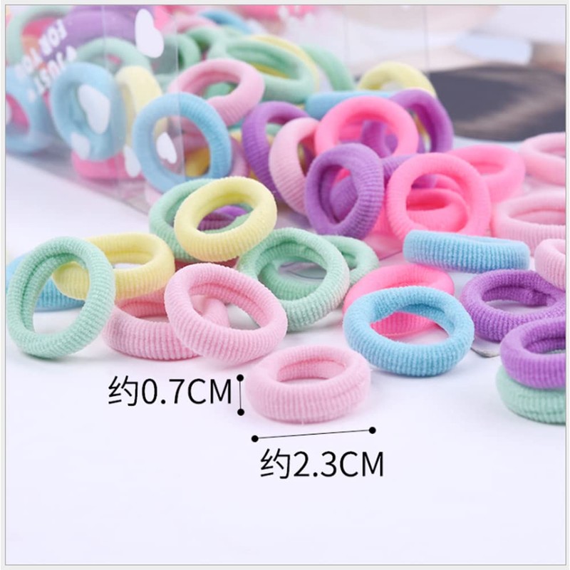 FEIFEI'S BOW 100 Mini Multicolor Hair Ponios Endless Elastics Bobbles