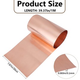 CREATCABIN 4 Rolls Copper Sheet 2 x 100 cm x 1 mm Soft Film Narrow Roll Strip Material for Crafts Making Decorations DIY Jewellery Electric Home Repairs Grounding Building Decoration