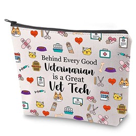 ZJXHPO Vet Tech Survival Kit Behind Every Good Veterinarian Is A Great Vet Tech Makeup Bag With Zipper Vet Tech Appreciation Gift (Vet Tech)