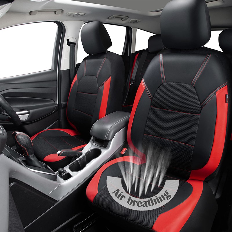 CAR PASS Leather Car Seat Covers Front Seats Only, with