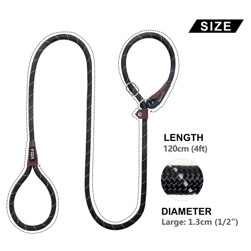 Fida Slip Lead For Dogs, 1.2m / 4FT Training Lead