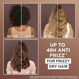 Garnier Hair Food 3-in-1 Hair Treatment Mask, Smooths and Nourishes, For Frizzy & Curly Hair, No Silicones, Vegan Formula, Coconut and Macadamia, Ulti