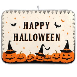 Tapete de secado de platos absorbente de 16 x 18 pulgadas para Halloween con diseño de calabaza, protector para cocina, de secado rápido