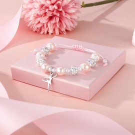 MollyQueen Dance Recital Gifts，Dancer Bracelet，Pink Ballet Jewelry，Never Miss a Chance to Dance