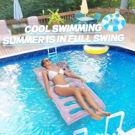 Pool Floats - Inflating Water Lounger | Foldable Portable Pool Floats for Lake River Poolside Party Travel Vacation Camping Kids Adults