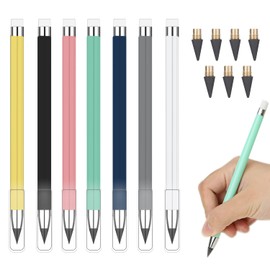 LUTER 7pcs Inkless Pencil with 7 Replacement Refills, Reusable Eternal Pencil Inkless Pencil Infinity Everlasting Pencil for Writing and Drawing Office School and Family Supplies