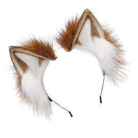 Poemtian Wolf Ears Headband Fox Ears Cat Ears Headband Fluffy Cat Ear Headwear Cosplay Costume Party Accessories