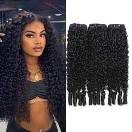3C4A Curly Hair Extensions 18 20 22 Inch Double Weft Burmese Raw Hair Water Wave Bundles Natural Black for Women