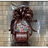 Sweet Sensations Candy Bouquet-Basket Ceramic Football Floral Container With Dum