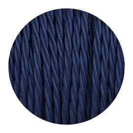LEDSone 32.8ft Vintage 2 Core Twisted 18 Gauge Cable Fabric Cloth Covered Electrical Wire, 10m 2 Conductors Lamp cable Modern Cloth Covered Wire for Pendant Light Industrial DIY Project (Dark Blue)