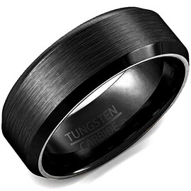 8mm Brushed Matte Black Titanium Stainless Steel Classical Simple Plain Ring Wedding Band (tungsten, 10.5)