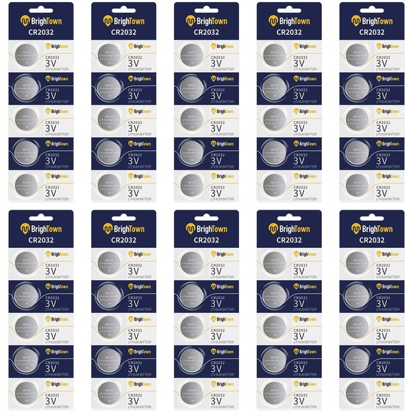 50 Count CR2032 Lithium Button Coin Cell Batteries, 3V Blister