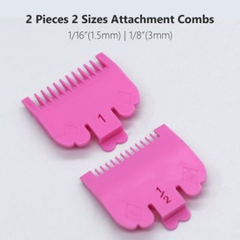 2 Pieces Professional Hair Clippers Comb 1.5mm 3mm 1/16" 1/8" Compatible with Wahl Standard Full Size Hair Clippers 8148 1919 8504 Magic Clip (Pink)