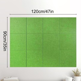 Large Cork Board Alternative, 12 Pack Felt Wall Tiles with Pushpins, Green Bulletin Board for Push Pins & Sticky Tabs, 48" x 36" Cork Board for Walls Office & Home