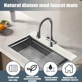 Stargaz Faucet Mat For Kitchen Sink，Sink stone quick dry around faucet,Stone Faucet Mat for Kitchen Sink Splash Guard Sinks Stones Quick Dry Around Faucets Stones Drying Mats Bathroom(15.8''×3.9)