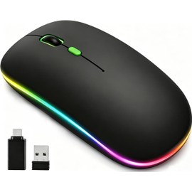 JUGLUTE Mouse Inalámbrico, 2.4GHz y Bluetooth, Adaptador Tipo-C