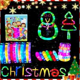 Christmas Gifts Toys for Kids and Adults,12 Pack Glow Sticks Light Up Pop Fidget Tubes Toddler Party Favors for Kids,Sensory Toy Glow in The Dark Party Supplies Goodie Bag Stuffers Stocking Stuffers