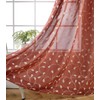 MIUCO Floral Embroidered Semi Sheer Curtains Faux Linen Grommet Window