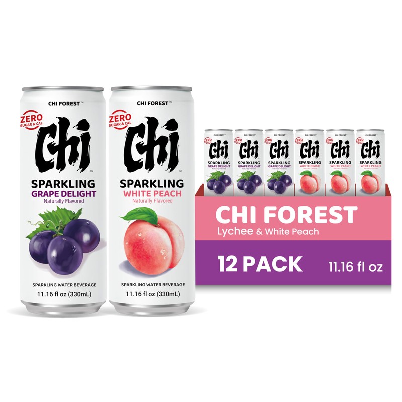 CHI FOREST Sparkling Water Beverage, Peach & Grape drinks, Zero