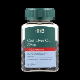 Holland & Barrett Pure Cod Liver Oil & Multivitamins 500mg Capsules