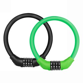 Fioria Bicycle Cable Lock Bicycle Cable Locks Security 4-Digit Resettable Combination Portable Passcode Lock Cable for Outdoor Use (Black & Green)