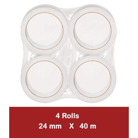 4 Pack Transparent Tape 24mm x 40m | Clear Packaging Tape Celltape Rolls | Extra Long Packing Sellotape Roll Packing Tape Rolls for Sticky Sealing, Parcels, Crafts and Sellotape Dispenser Tape.