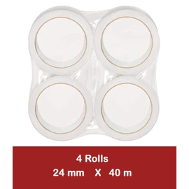 4 Pack Transparent Tape 24mm x 40m | Clear Packaging Tape Celltape Rolls | Extra Long Packing Sellotape Roll Packing Tape Rolls for Sticky Sealing, Parcels, Crafts and Sellotape Dispenser Tape.