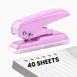 Magnoloran Single Hole Punch, 40 Sheets Punch Capacity Hole Puncher Small Hole Punch Heavy Duty Hole Puncher Single One Hole Puncher for Crafts Paper Cards Tags Scrapbook-1/4 inch Hole, Purple