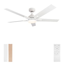 Viossn Ceiling Fans with Lights, 52 inch White Ceiling Fan with Light and Remote Control, Reversible, 3CCT, Dimmable, Noiseless, Small Ceiling Fan for Bedroom, Kidsroom, Indoor/Outdoor Use