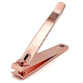 NCUSA PrettyClaw Nail Clippers Sharp Edge Fingernail and Toenail Clipper Cutter Thick Nail Trimmer Stainless Steel for Manicure and Pedicure (Rose Gold, Straight Edge)